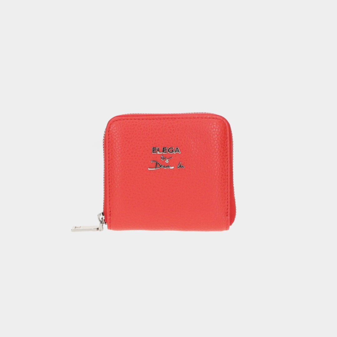 Small zip wallet red/silver