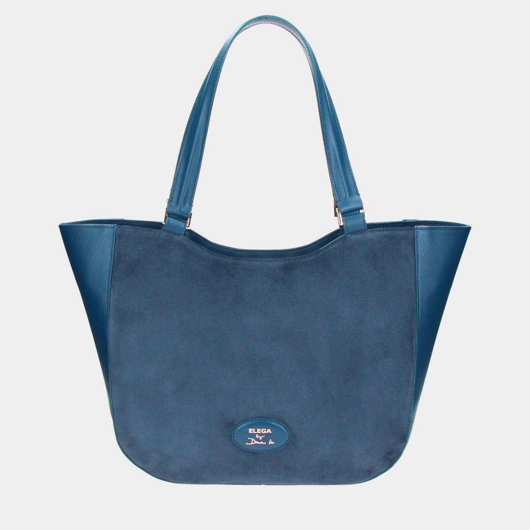 Shopper bag Brera blue velor/gold