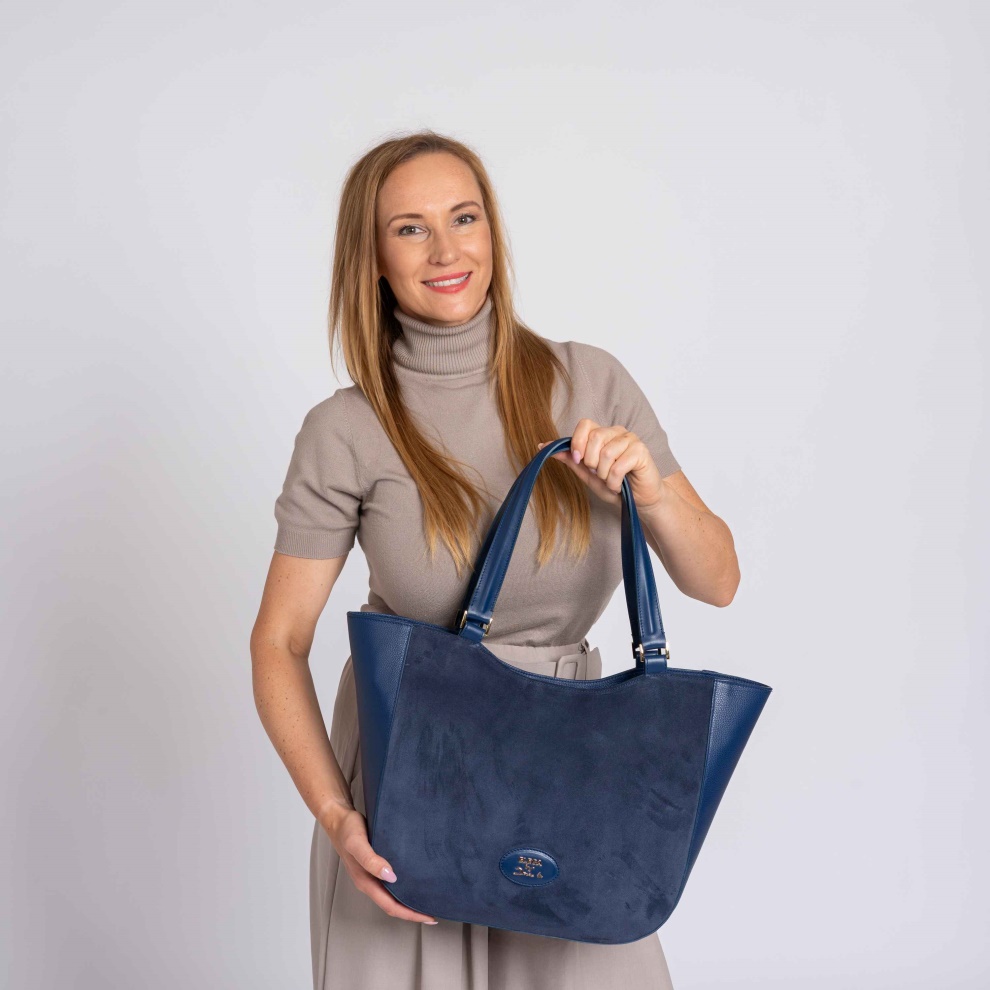 Shopper bag Brera blue/gold (7)