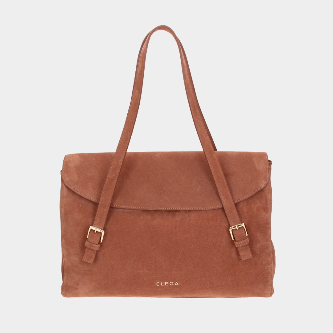 Handbag Arlette light brown velour/gold