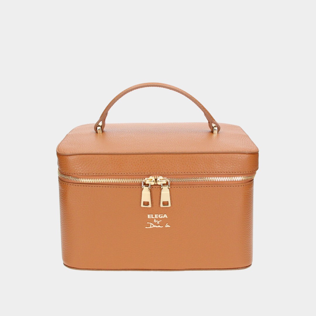 Cosmetic case ELEGA by Dana M. cognac/gold