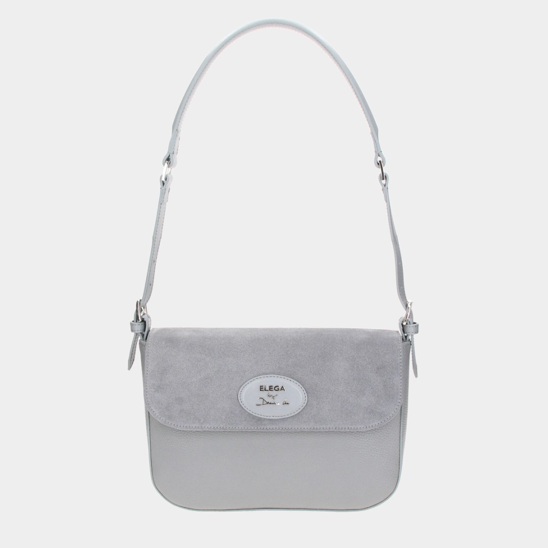Brera flap bag, grey velour/silver