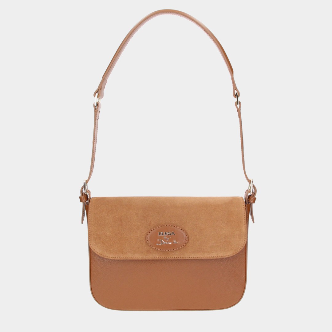 Brera flap bag brown velour/gold