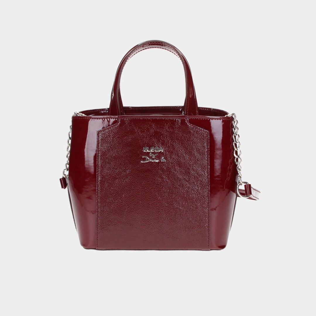 Mini handbag Grace burgundy lacquer/silver