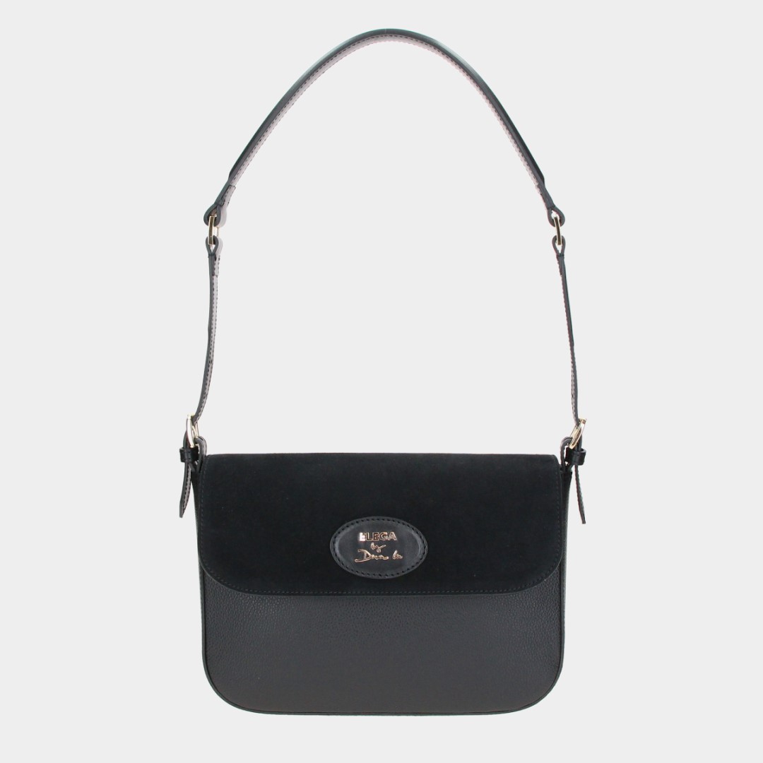Brera flap bag black velour/gold