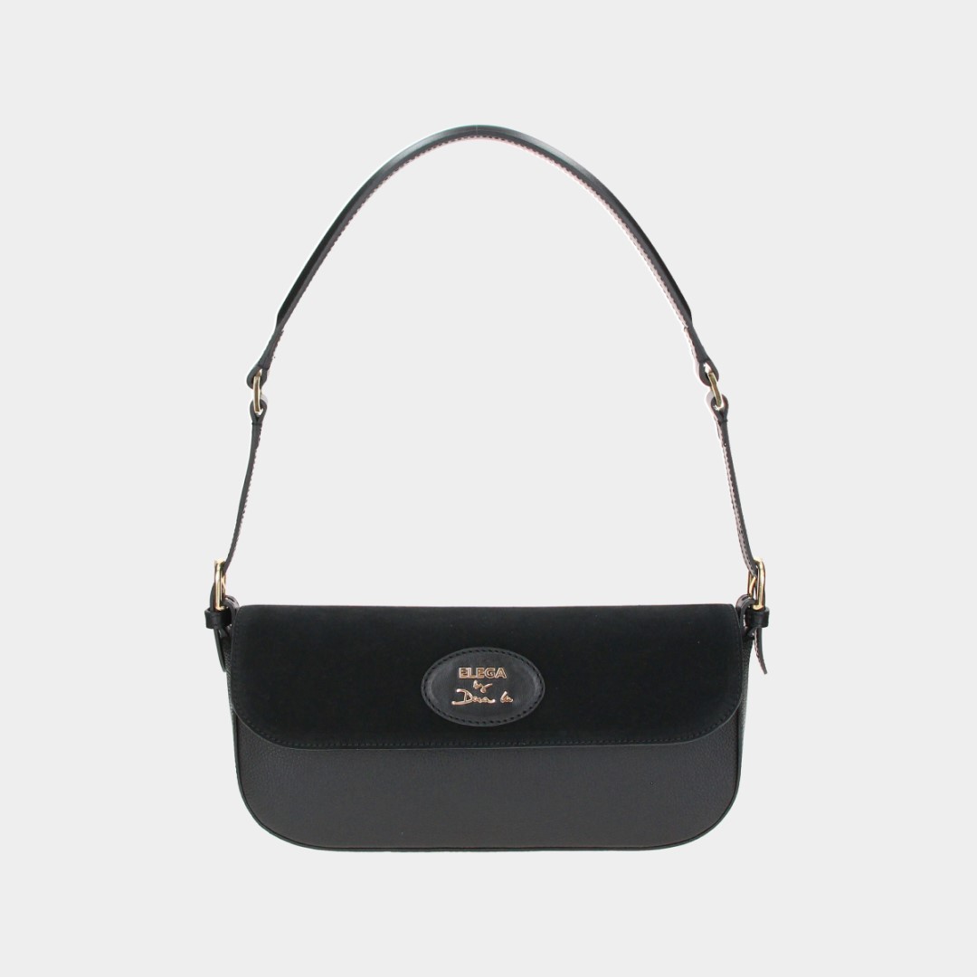 Small Brera flap bag black velour/gold