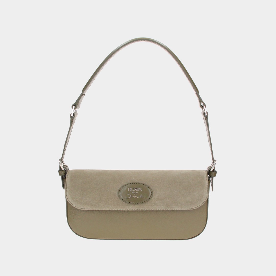 Small Brera flap bag khaki velour/silver Small Brera flap bag khaki velour/silver
