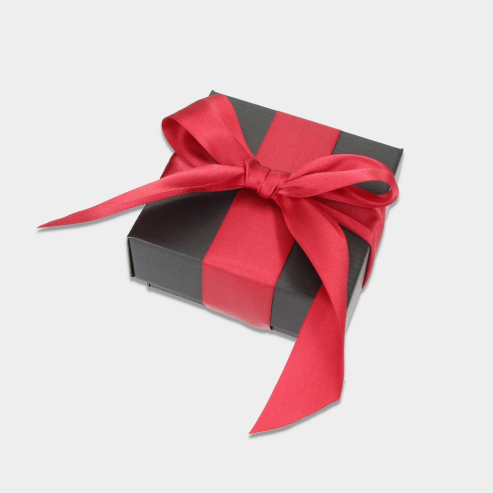 MINI gift box black, burgundy ribbon