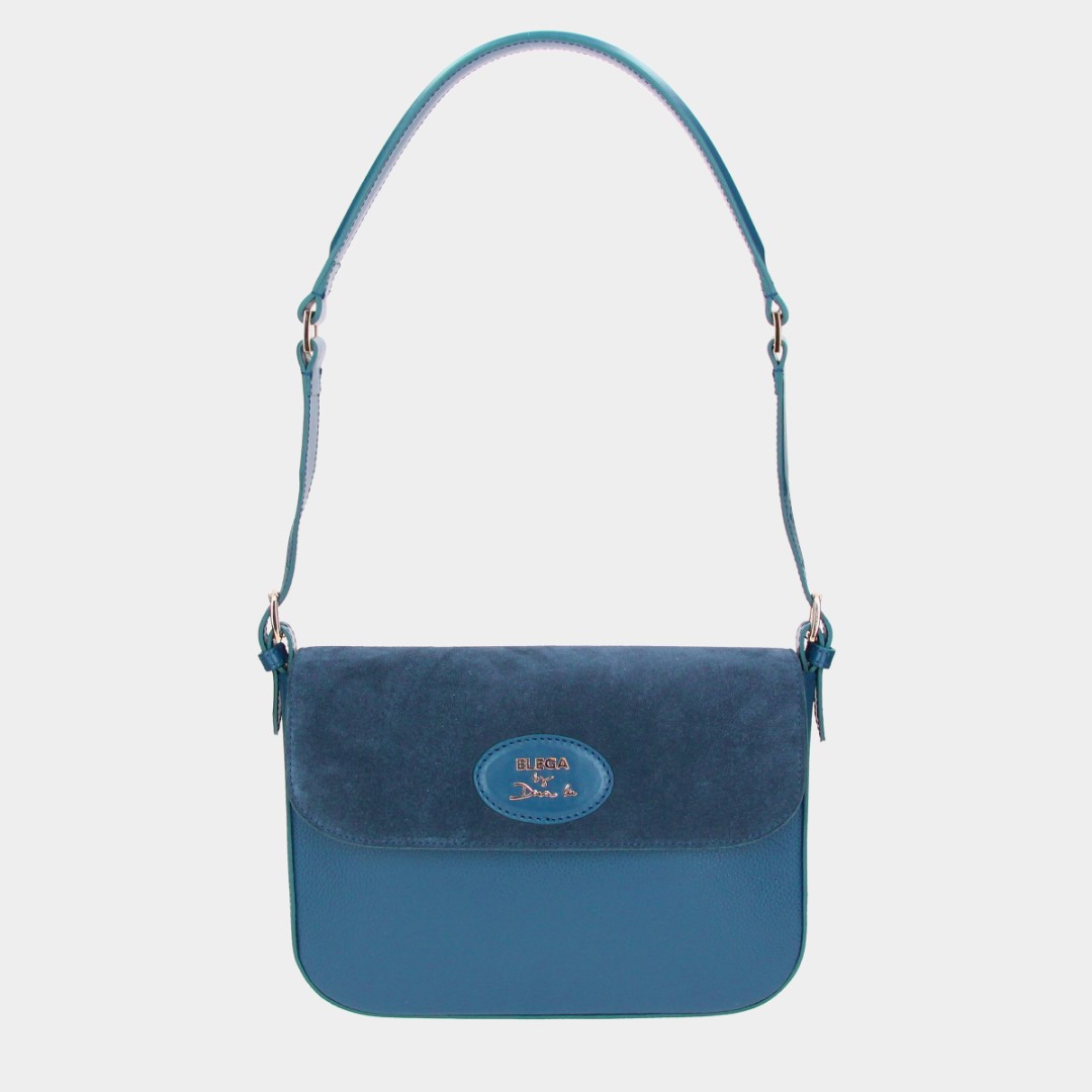 Brera flap bag blue velour/gold