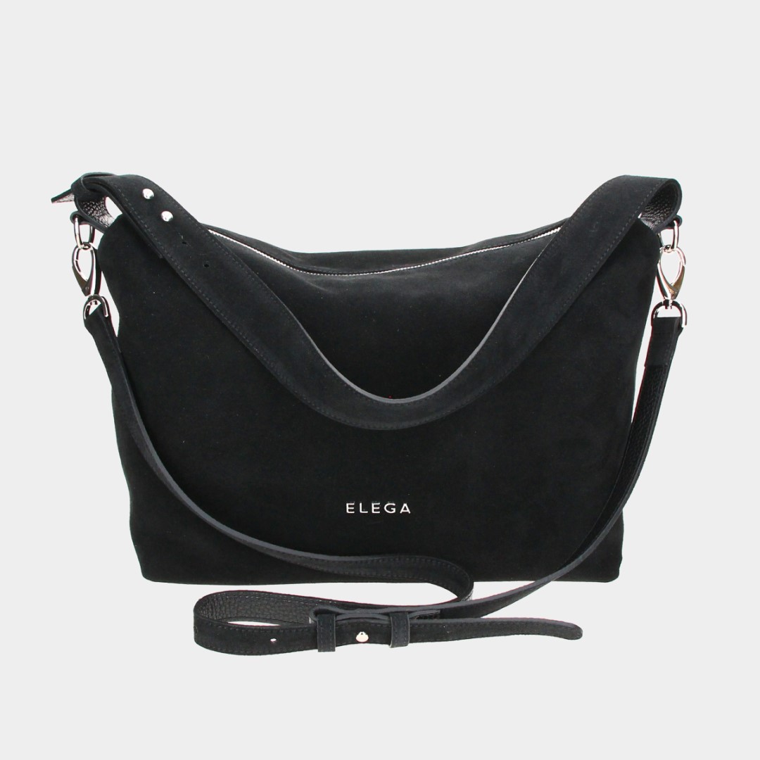 Small handbag Helen black velour/silver