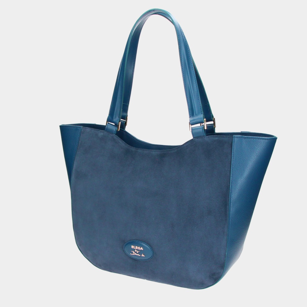 Shopper bag Brera blue/gold (1)