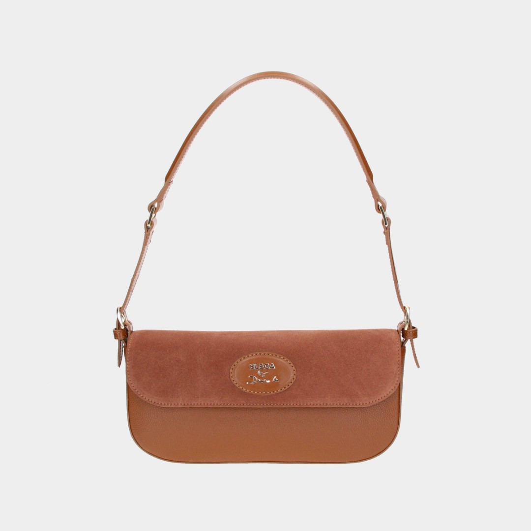Small flap bag Brera brown velour/gold