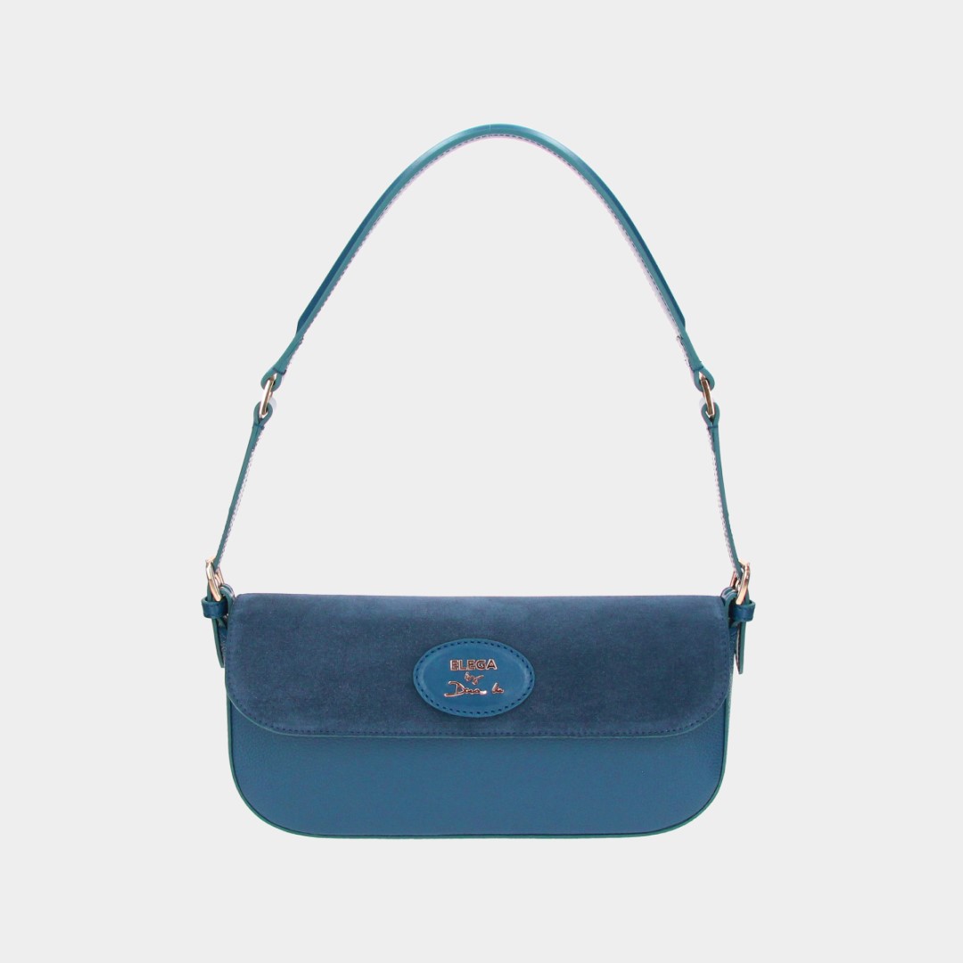 Small Brera flap bag blue velour/gold