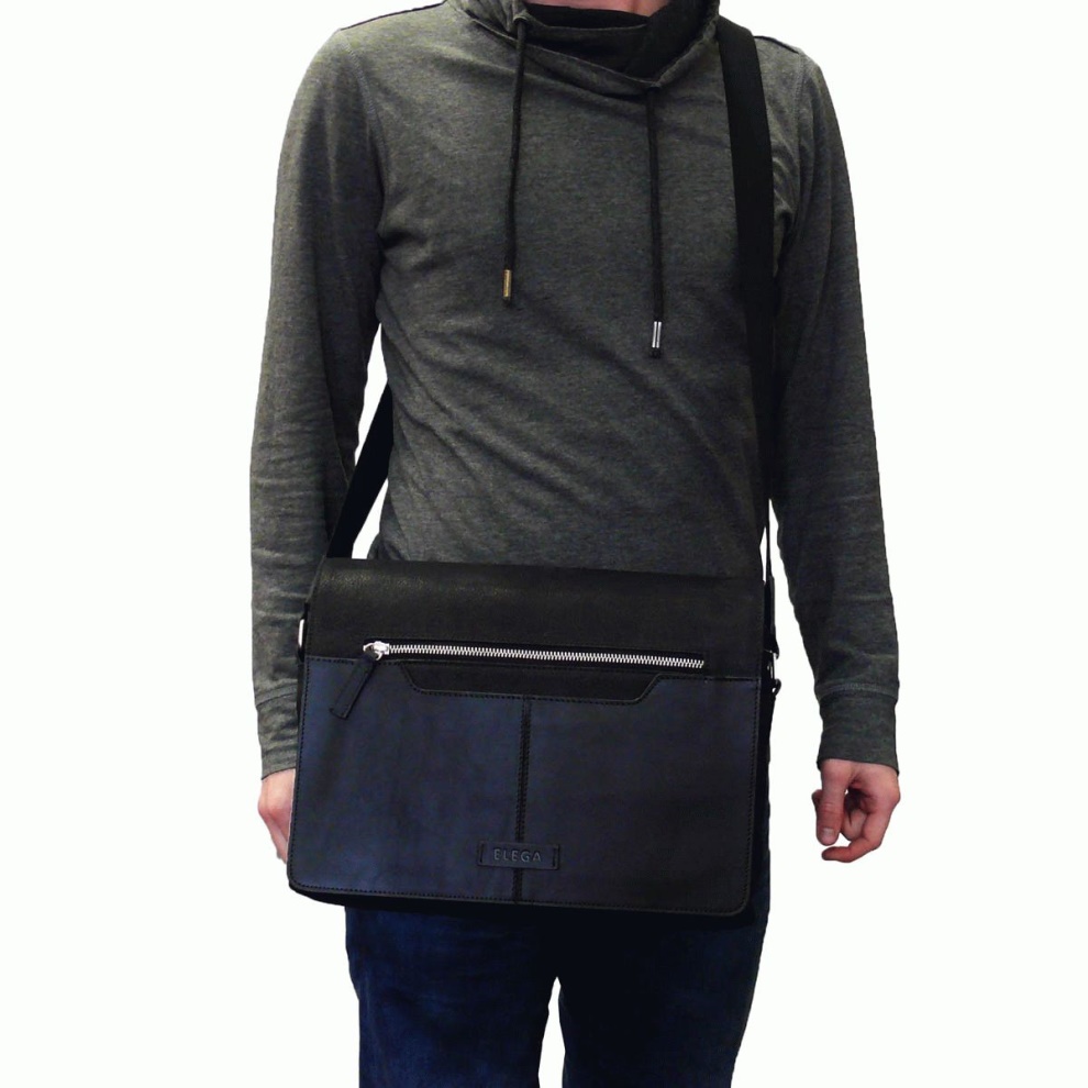 Large messenger bag with flap Andrew black (5)