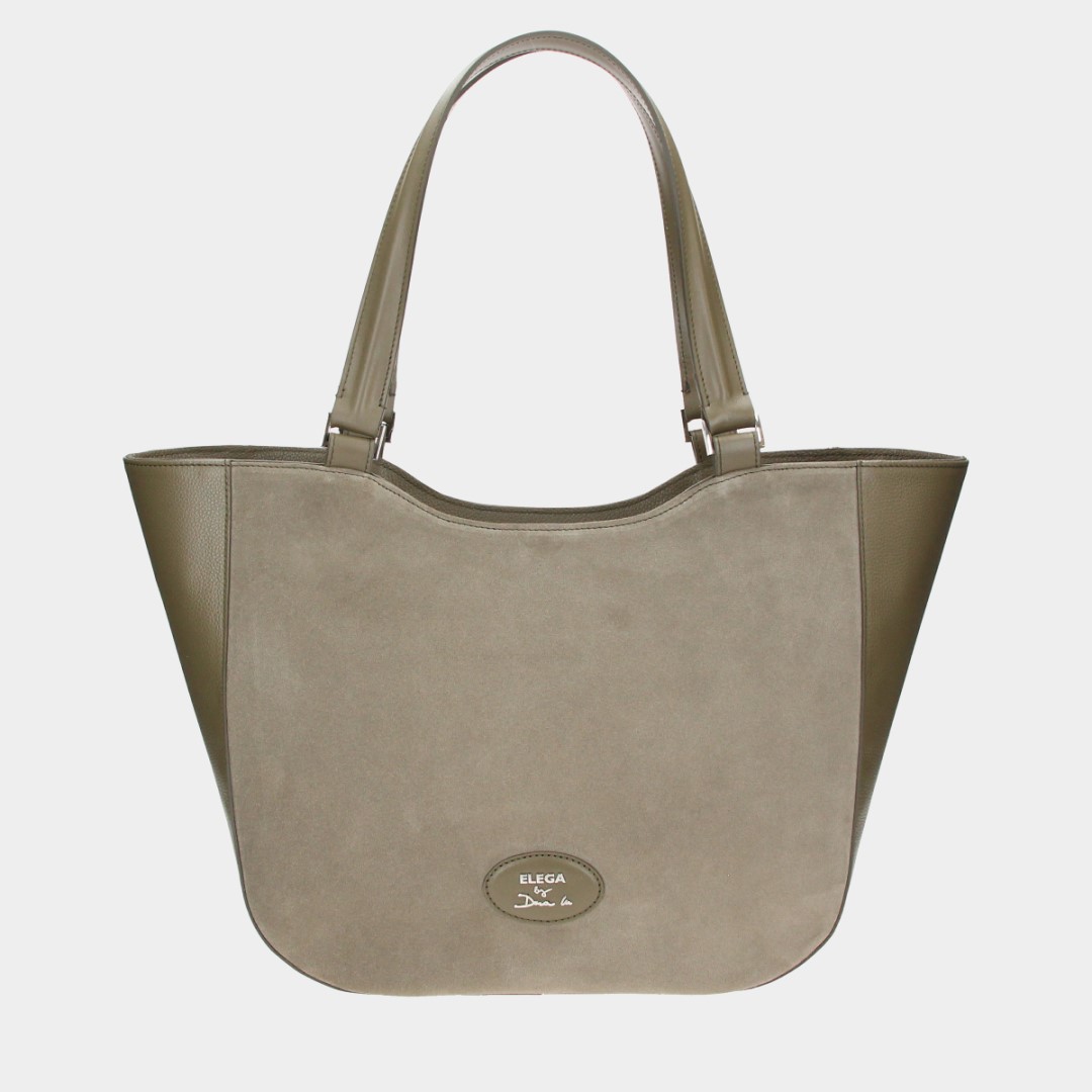 Shopper bag Brera olive velour/silver