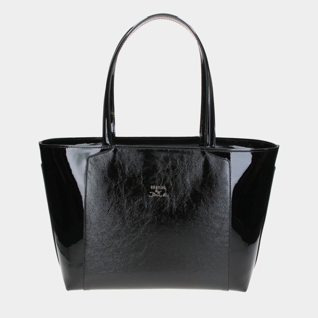 Shopper handbag Grace black patent/silver
