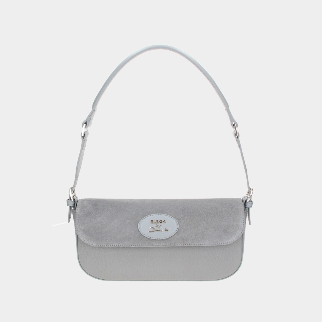 Small Brera flap bag grey velour/silver
