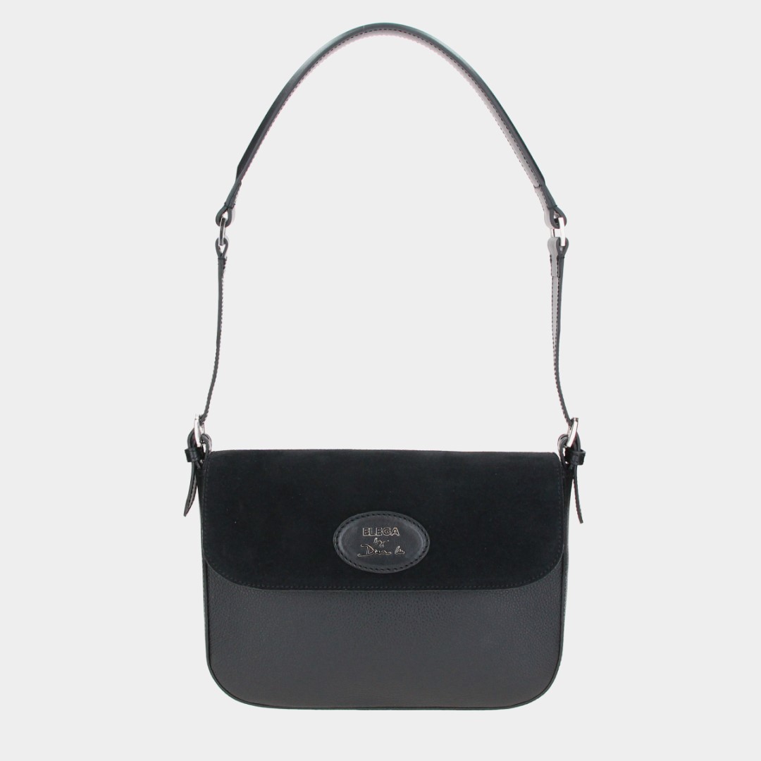 Brera flap bag black velour/silver