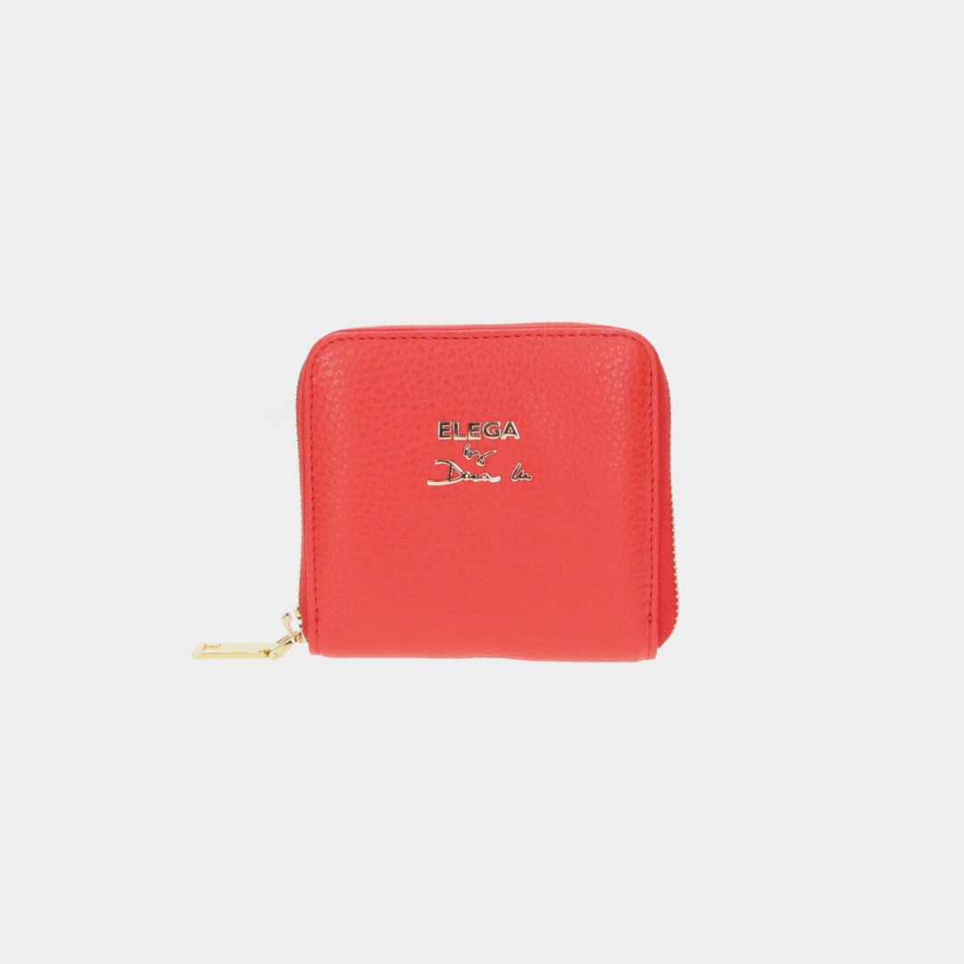 Small zip wallet red/gold